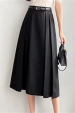 Saia Midi Plissada Elegante com Cinto - Imagem 2