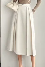Saia Midi Plissada Elegante com Cinto - Imagem 4